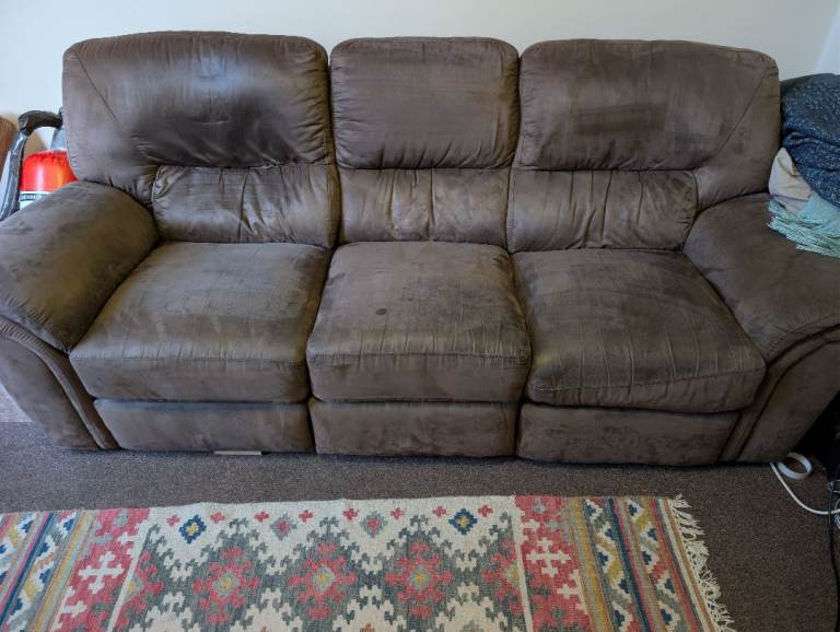 Brown suede couch