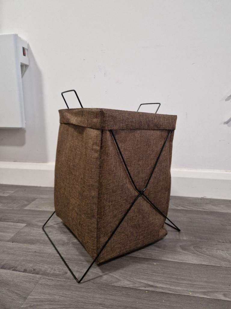 image for Lightweight laundry hamper, good for small spaces, chic brown & black design