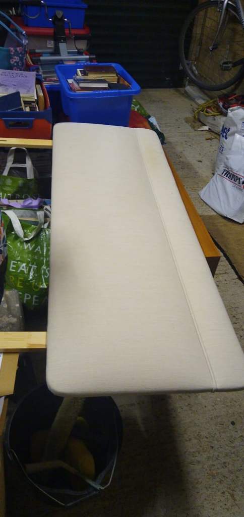 Headboard - cream coloured, linen, double-bed size (4ft 6in)