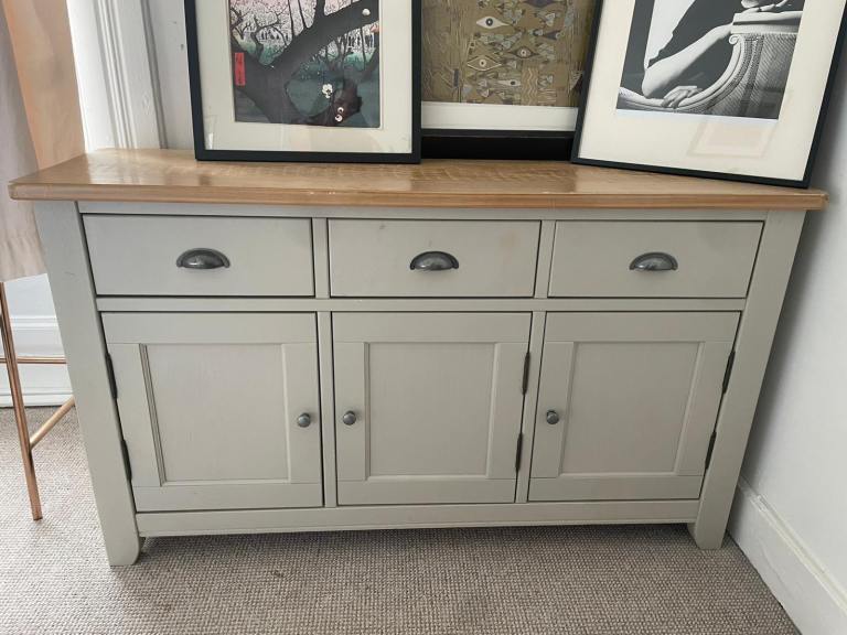 Lovely Grey Sideboard with Wooden Top – Good Condition