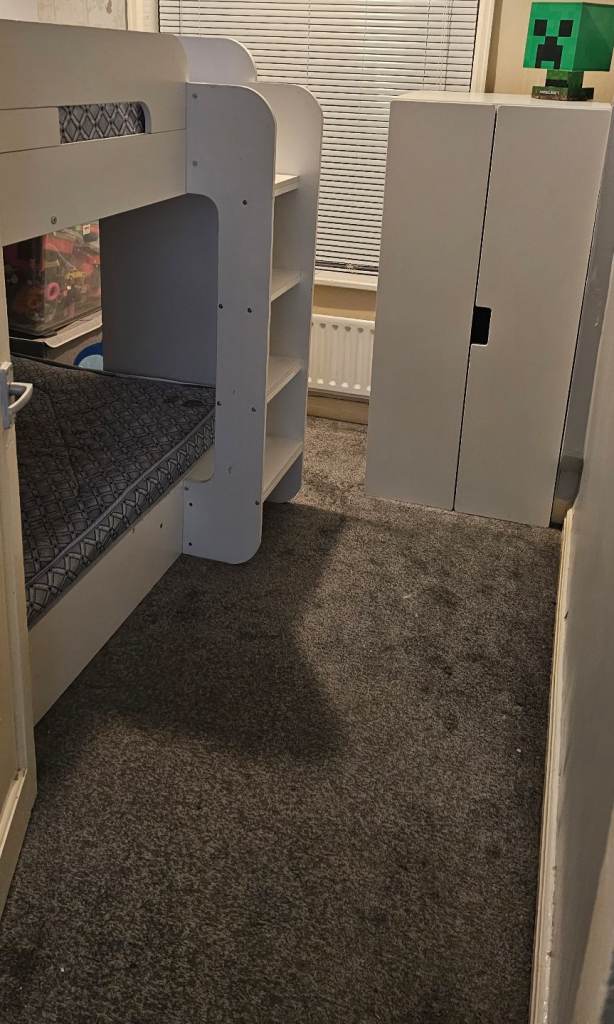 White Bunk Bed with Storage – used Condition