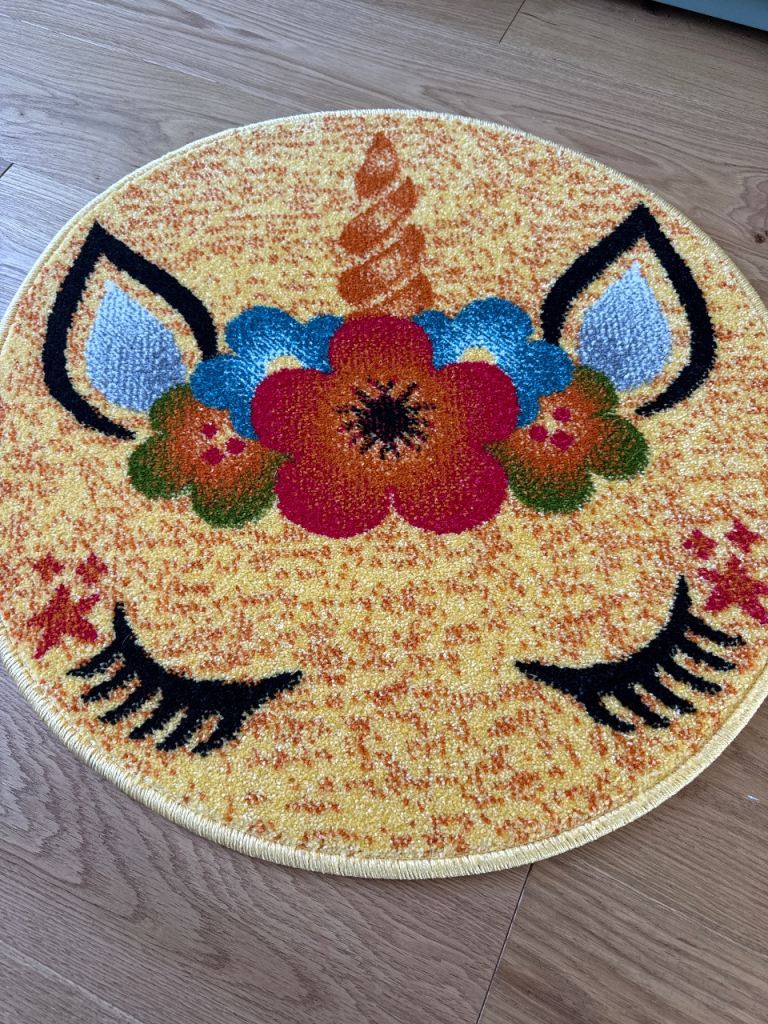 Unicorn Round Playmat Rug – Yellow New 67 cm 