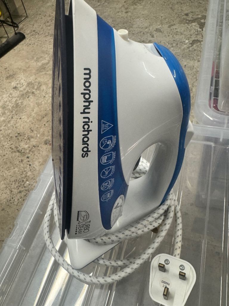 Morphy Richards Steam Iron - White and Blue, Good Condition