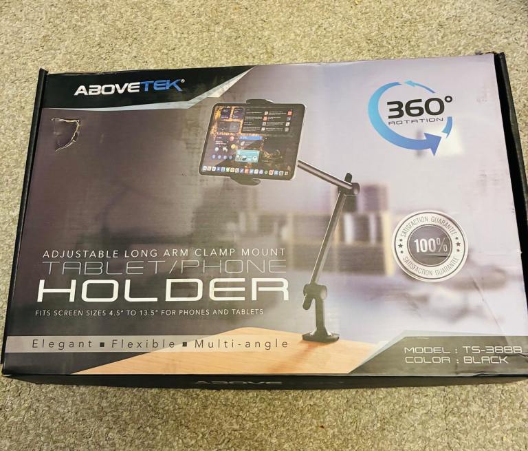 Tablet Stand Holder, Aluminum Adjustable iPad Arm Clamp