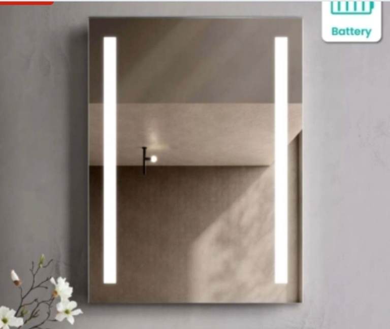 Mirror.  LED Battery (or Mains) Operated.  Brand New
