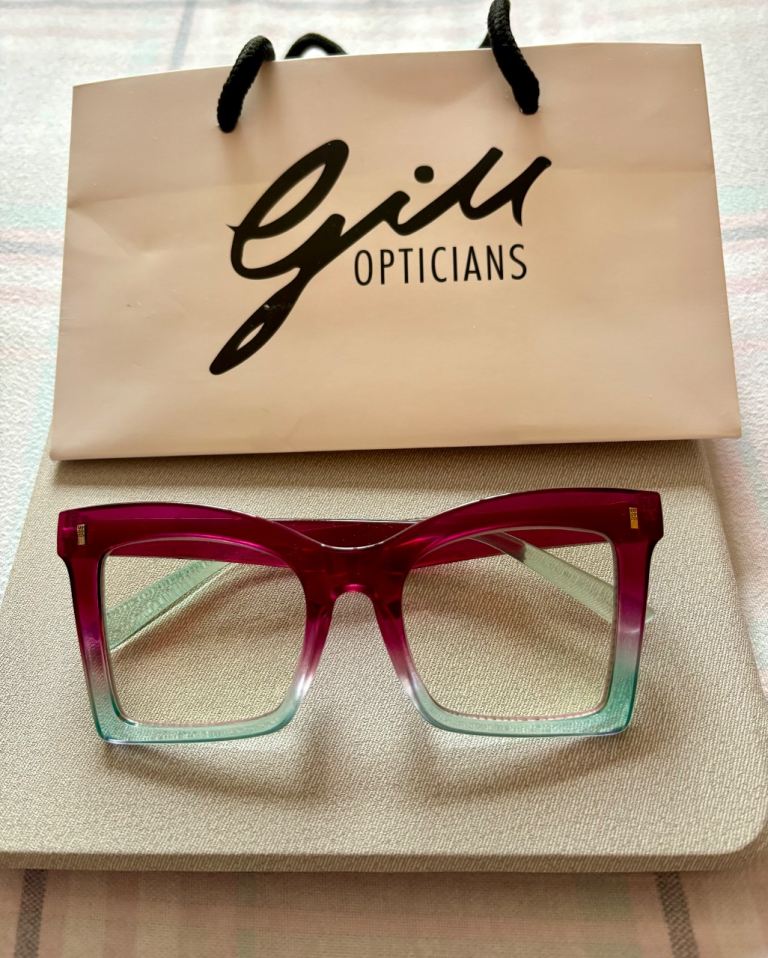 versized Square Glasses Readers 2.5+ Lenses Stylish pink and green plastic glasses. 