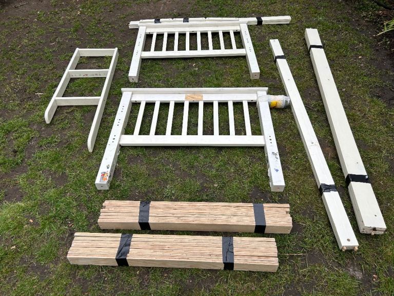 Single white wooden bed frame