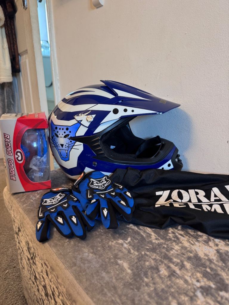 ZORAX Kids Motocross Motorcycle Crash Quad ATV Helmet with goggles and gloves size L