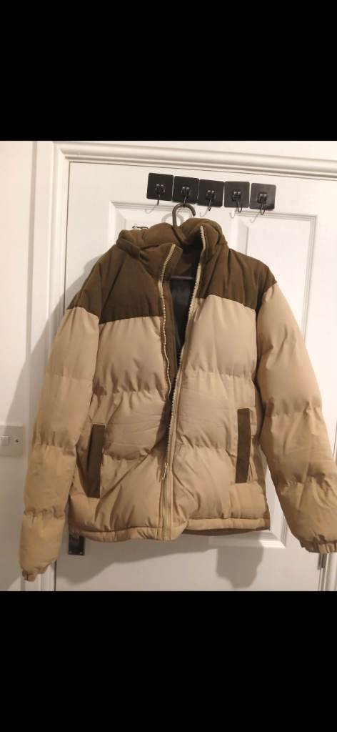 Warm Puffer Jacket – Brown and Beige, Good Condition