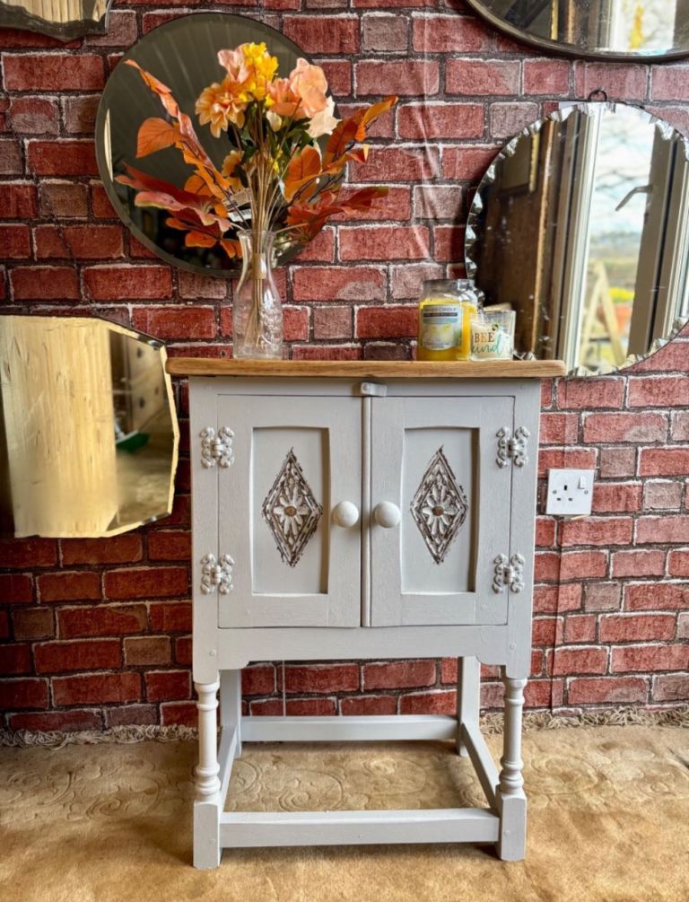 An Oak old charm cupboard,lamp table,Bedside table*Restored/Upcycled