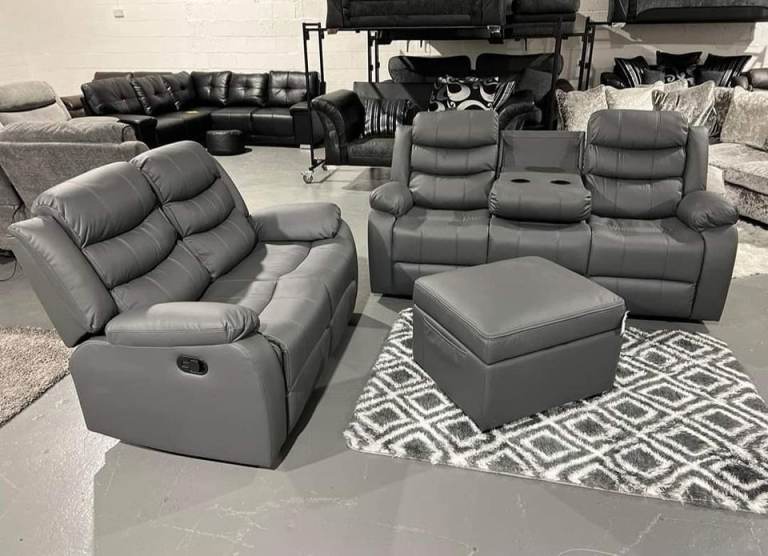 🚚 Premium Roma Recliner Cupholder Sofa Corner & 3+2 Real Leather 25% OFF Booking Open