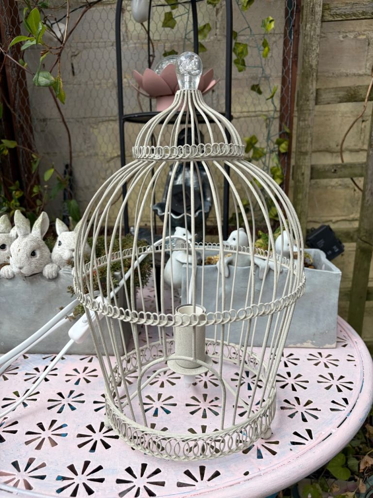 Shabby Chic Ornate Birdcage Lamp 