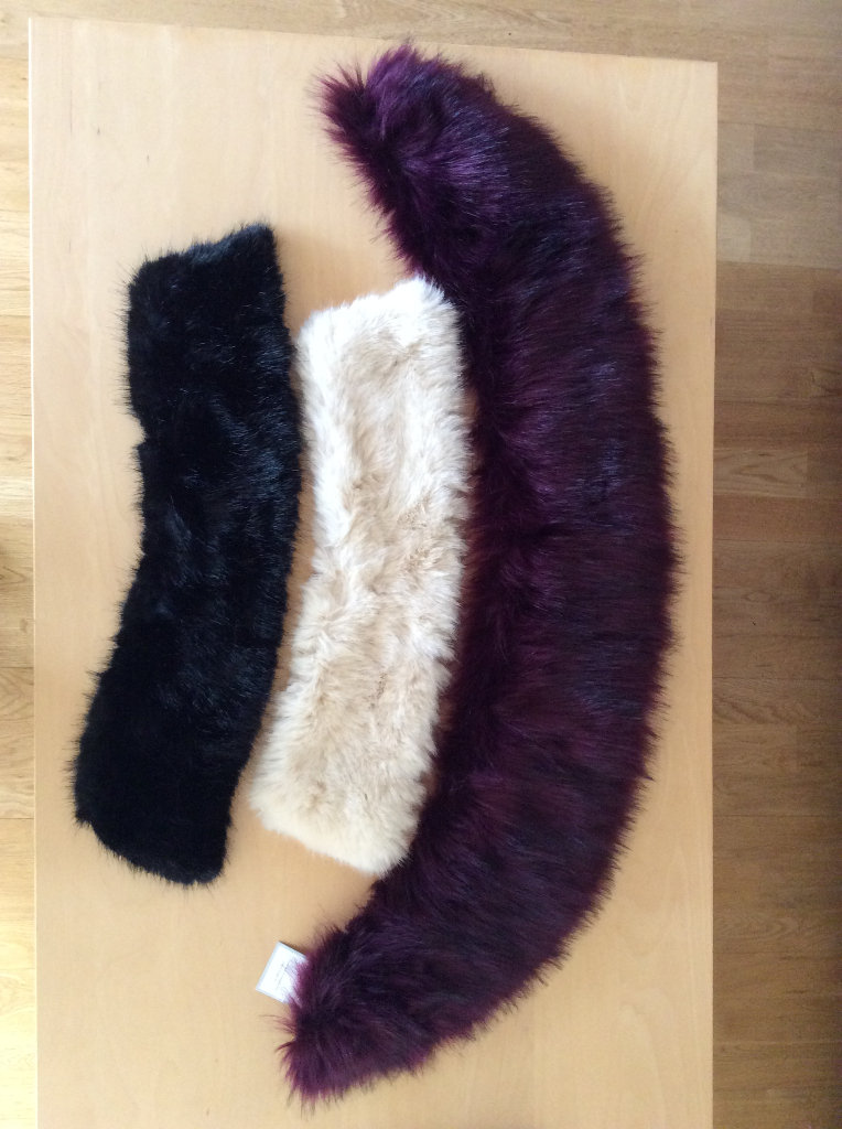 THREE STOLE FAUX FUR WRAP NECK COLLAR (Womens Ladies Coat Jacket)