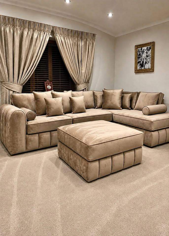 Brand New Layla L Shape Corner Sofa Grey | Luxury Fabric Curved Sofa | Modern Living Room Sofa 