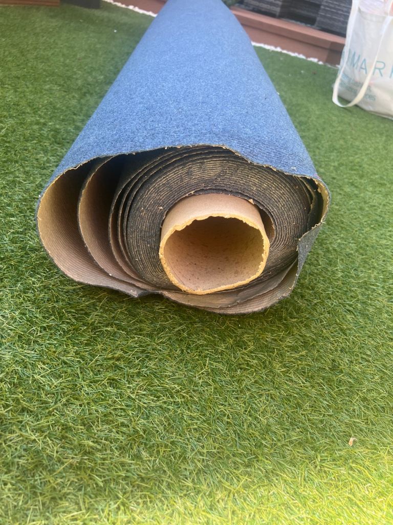 Blue fitted carpet roll 