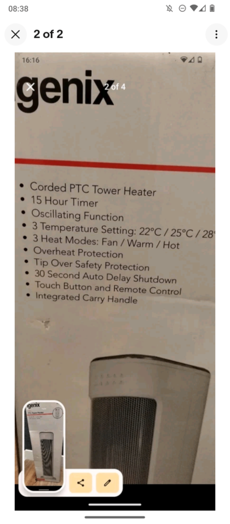 X 3 units  Igenix IGHT020DW Oscillating Tower Fan Heater 