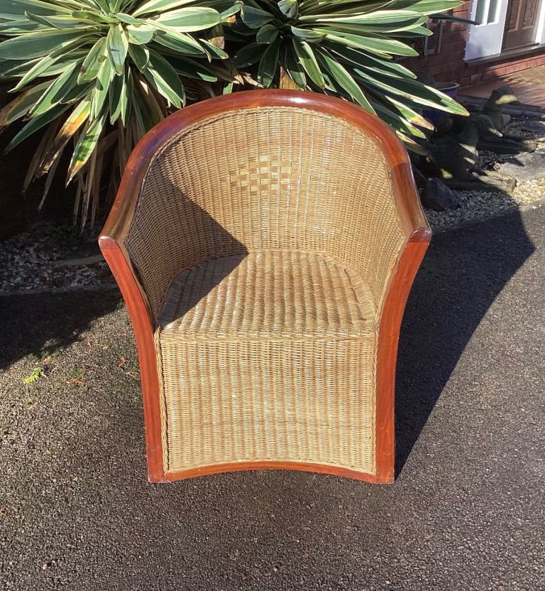 Vintage Rattan Weave Wicker Armchair 