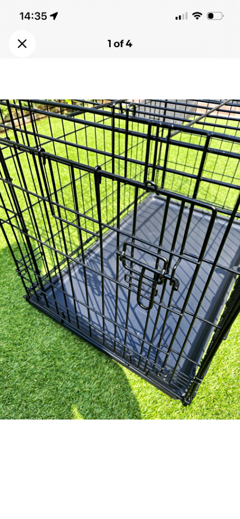 Pets at Home Folding Metal Dog Cage Crate 30 in Black with Tray & Cushion