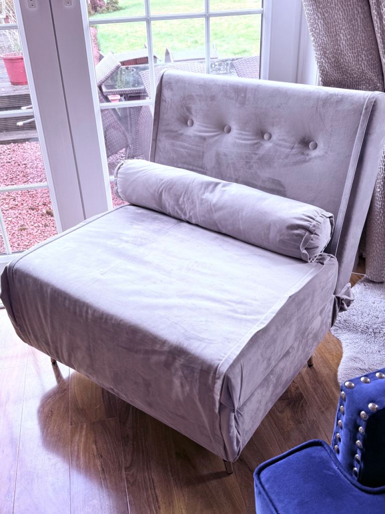 Silver Grey Single Sofa Bed - As New Condition