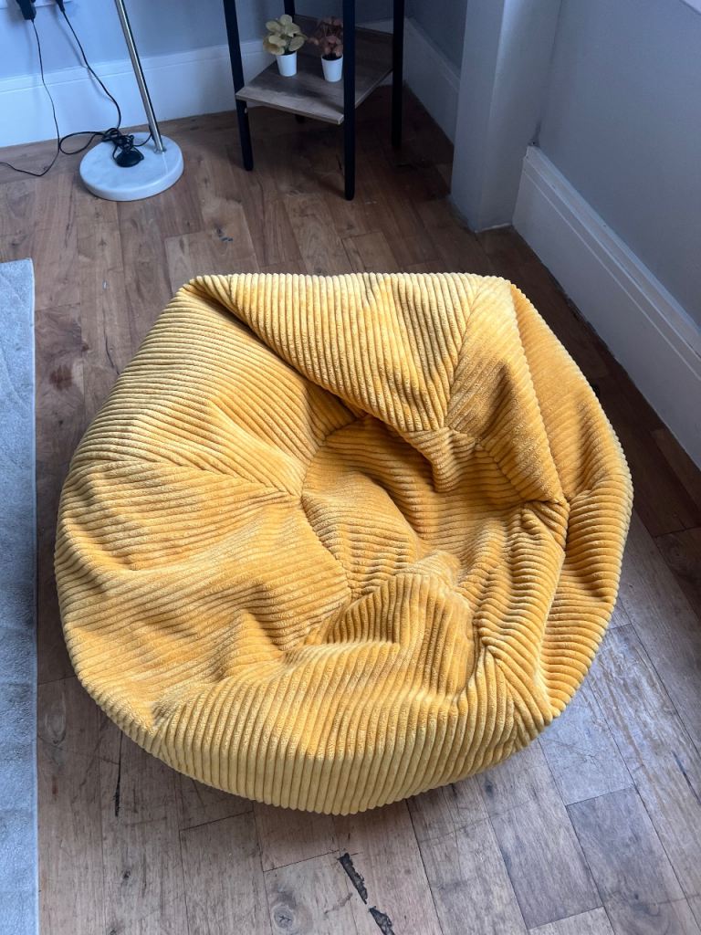 Yellow Corduroy Bean Bag – Good Condition