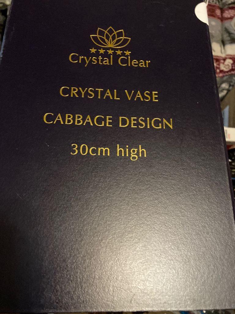 Crystal Clear Vase Cabbage Design 30cm High - New