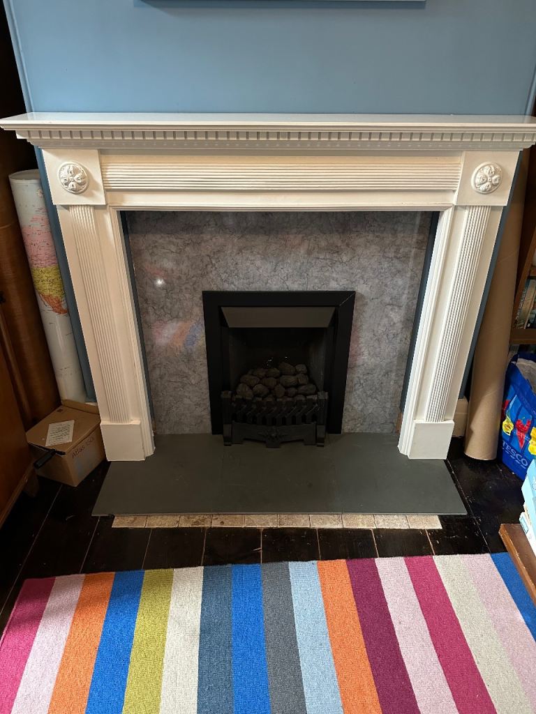 White MDF ornate fire surround mantelpiece FREE