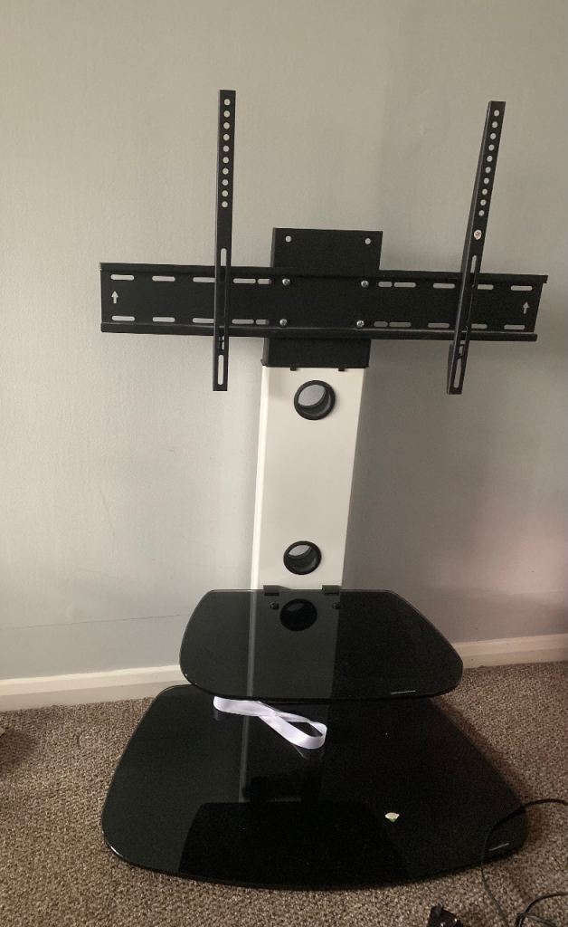 TV Stand with Mount - Black and White, Good Condition