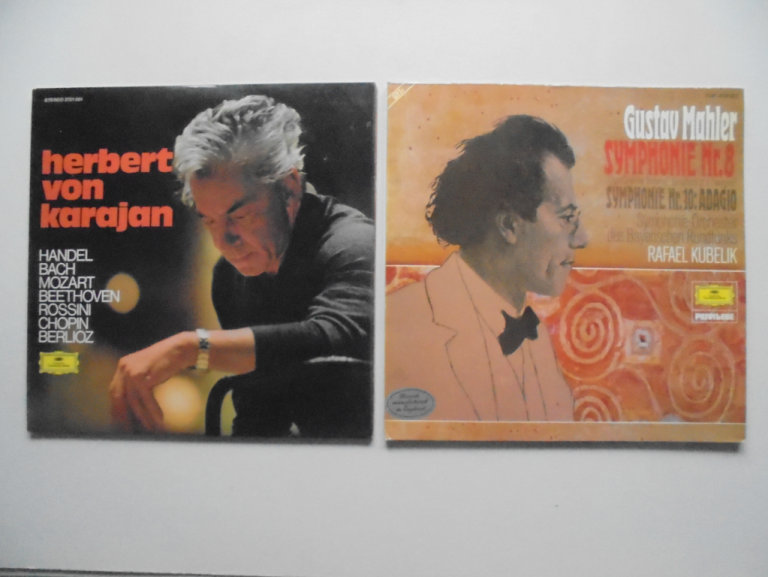 Two classical vinyl Double LP record albums - Gustav Mahler & Herbert Von Karajan