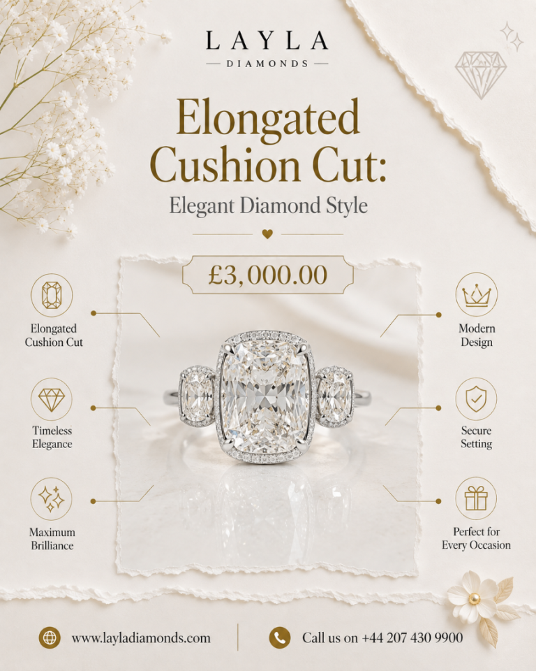 Layla Diamonds Elongated Cushion Cut Diamond Ring - Modern Design