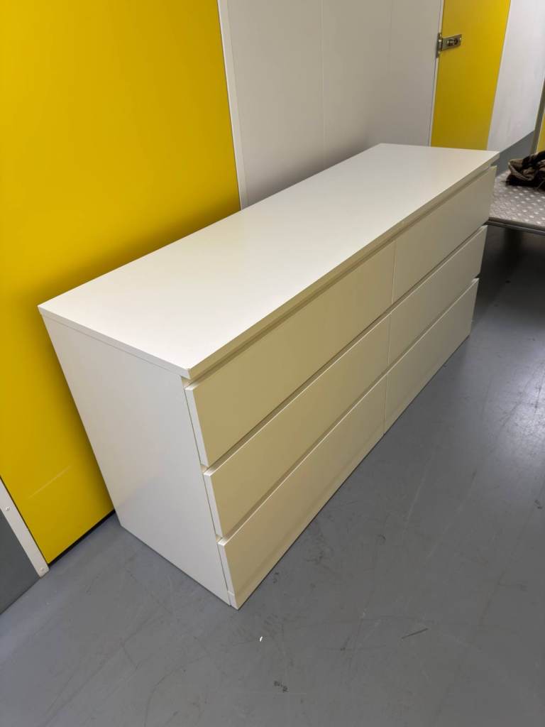 IKEA MALM Chest of 6 Drawers – White – Very Good Condition – £85