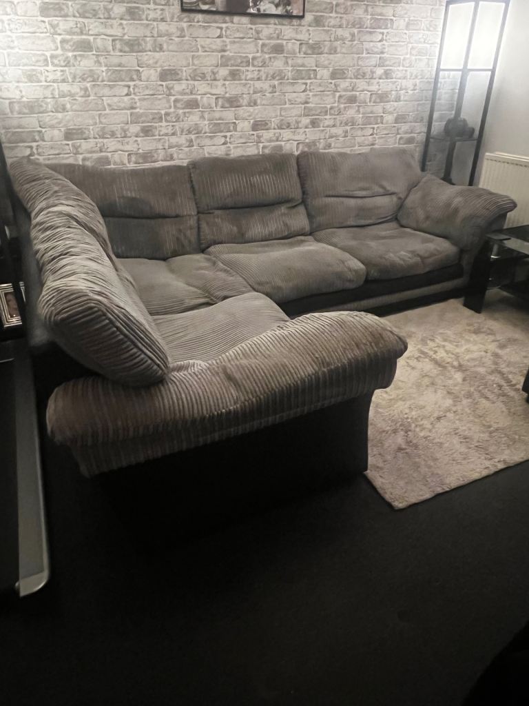 DFS Jumbo Cord Grey Right Hand Facing Corner Sofa