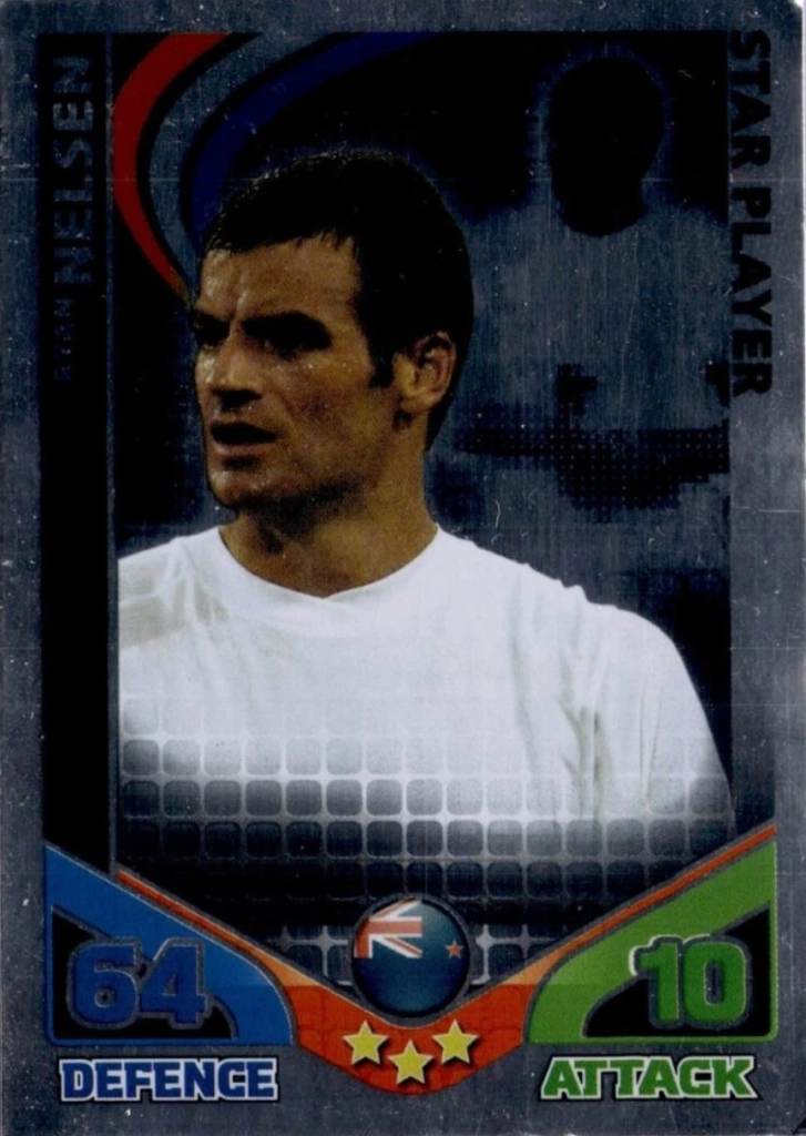 Match Attax Card 2010 Ryan Nelsen New Zealand Defender Star Player Silver Foil