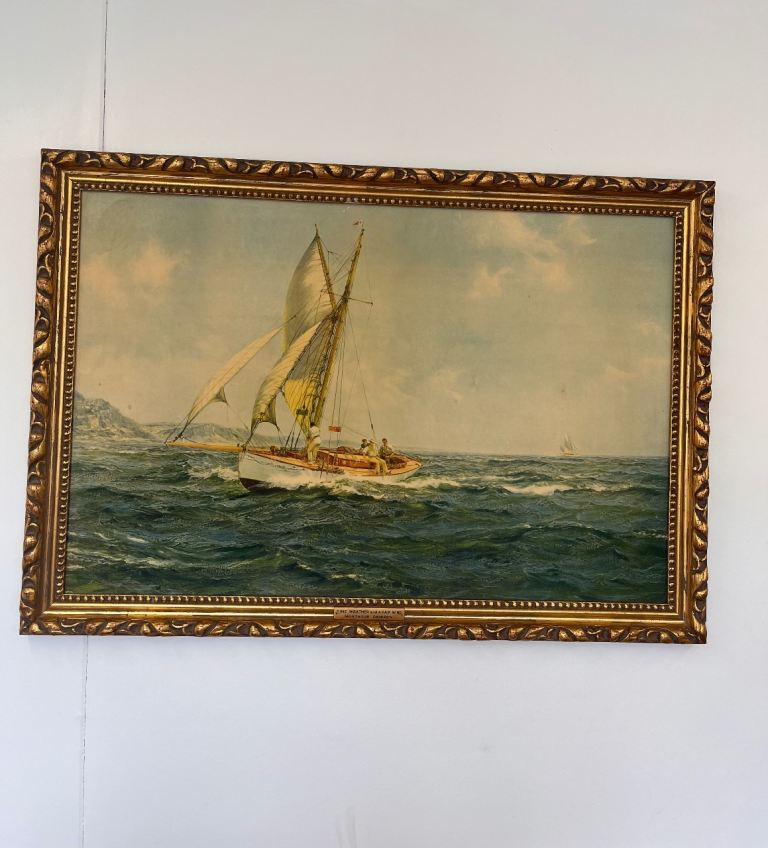 "Fine Weather and a Fair Wind" Montague Dawson Framed Vintage Print