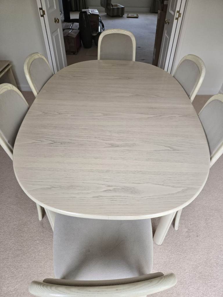 Ash G plan dining table & 6 chairs