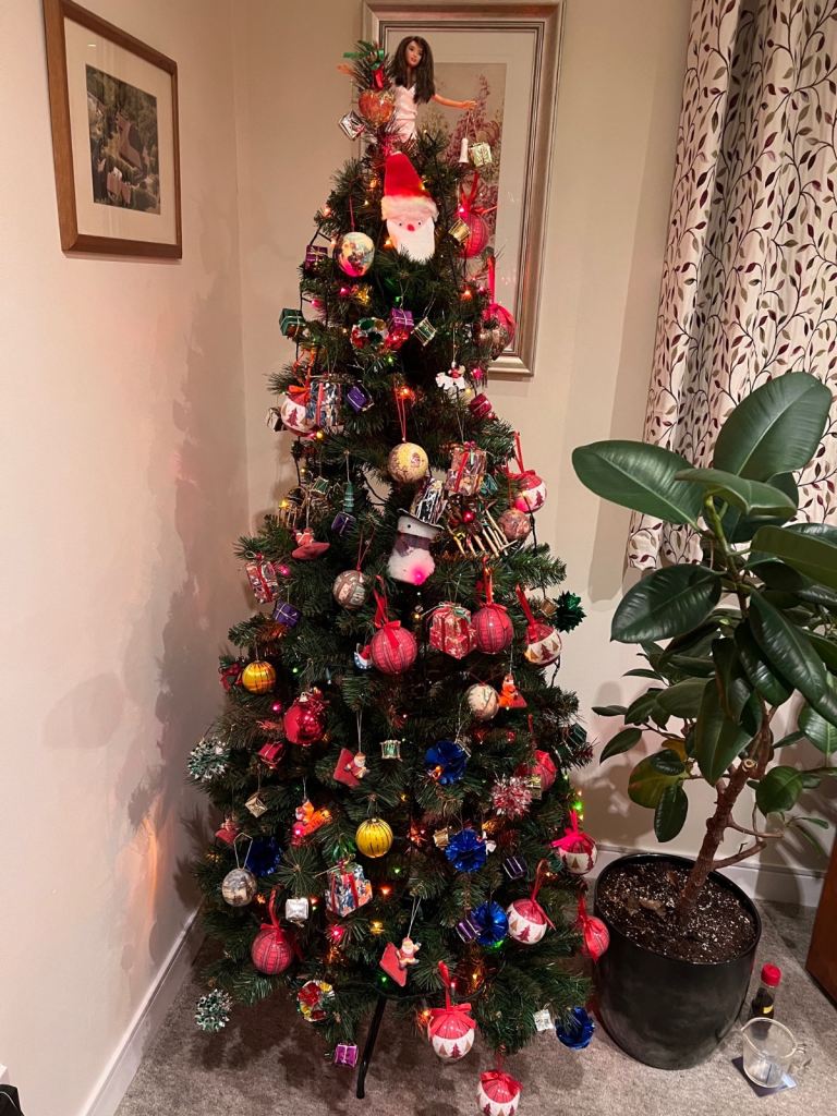5ft Christmas Tree, lights and decorations 