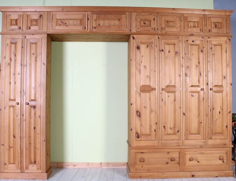 UK Delivery - Second-Hand Pine Wardrobe Top Box & Shelves - 7 Sections