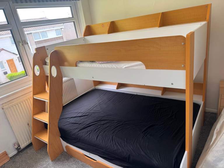 Double wooden bunk bed