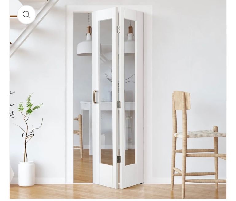 Brand New White Internal Bifold French Door with Glass Panels