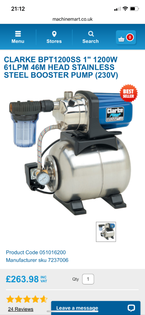 Clarke Booster Pump 1200W 230V