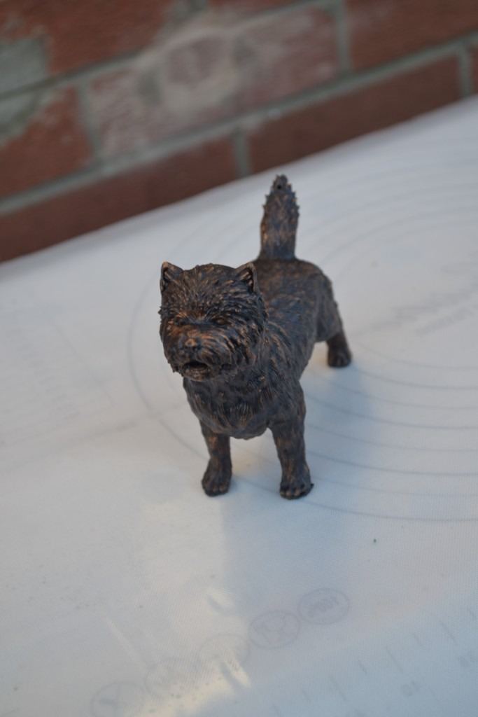 Cairn Terrier Dog model finished in antique gold effect