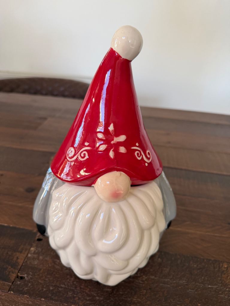 Christmas Gonk Ceramic Cookie Jar Container Gift