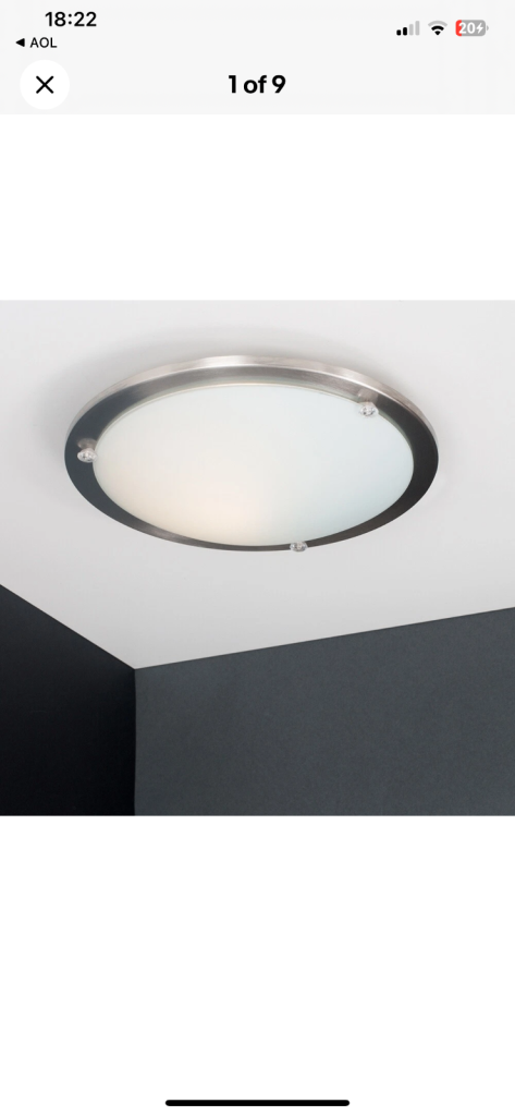 Modern Brushed Chrome Flush Ceiling Light Fitting Glass Shade 