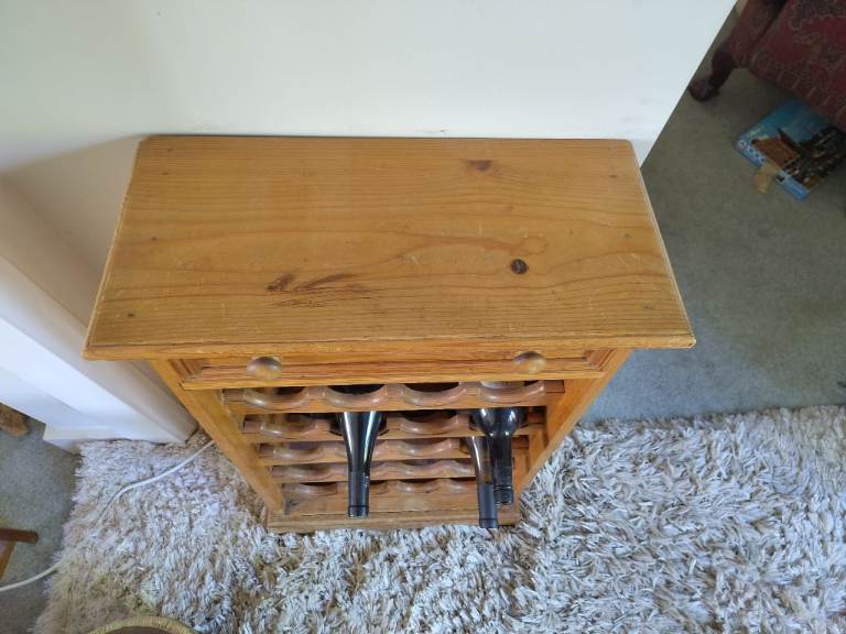 PINE WINE RACK WITH DRAWER