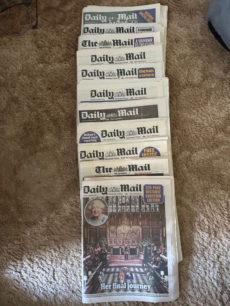 Daily Mail -Queen’s historical newspapers at time of death 