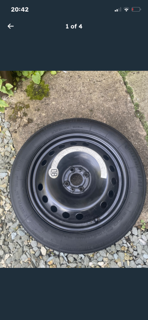 Fiat. 16” space saver wheel and unused tyre