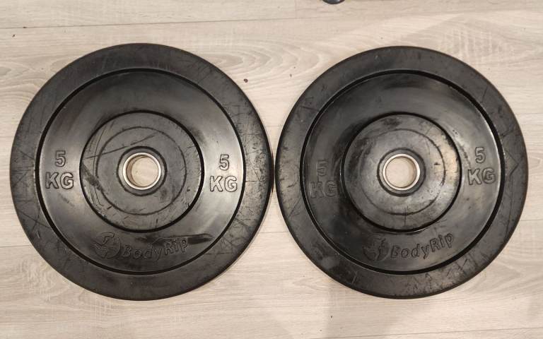 2x 5kg olympic rubber bumper weight plates 