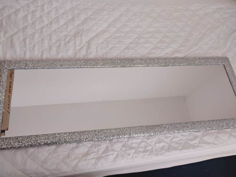 Silver glittery  narrow mirror 45inches x 15 inches