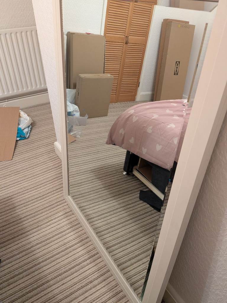 Large White Framed Wall Mirror 100cm x 140cm