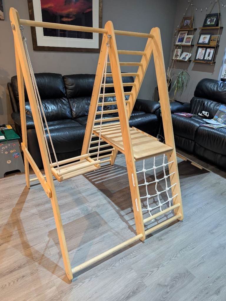 Wooden Climbing Frame Swing Slide Set 