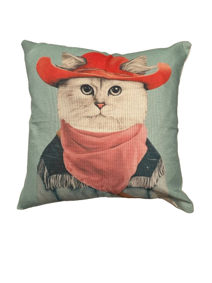 4 Animal Themed Cushions, 2 Cats & 2 Dogs 